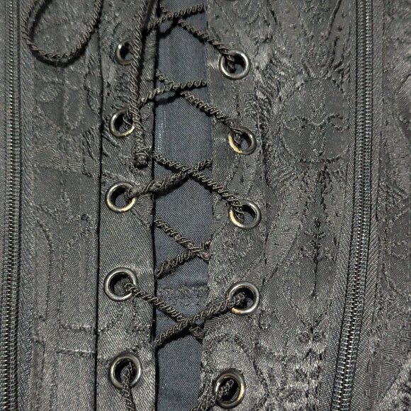 Vintage Lip Service Velvet Cathedral Peplum Bustier Black Medium - Picture 9 of 11